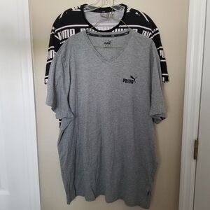 Lot Of 2 Pumas Graphic T-Shirt Mens XL. Puma All Over B&W . And Gray Solid